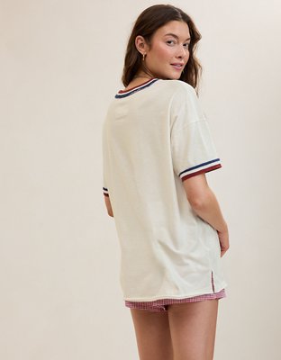 Aerie Oversized Crew Boyfriend T-Shirt Women's Soft Wheat XL