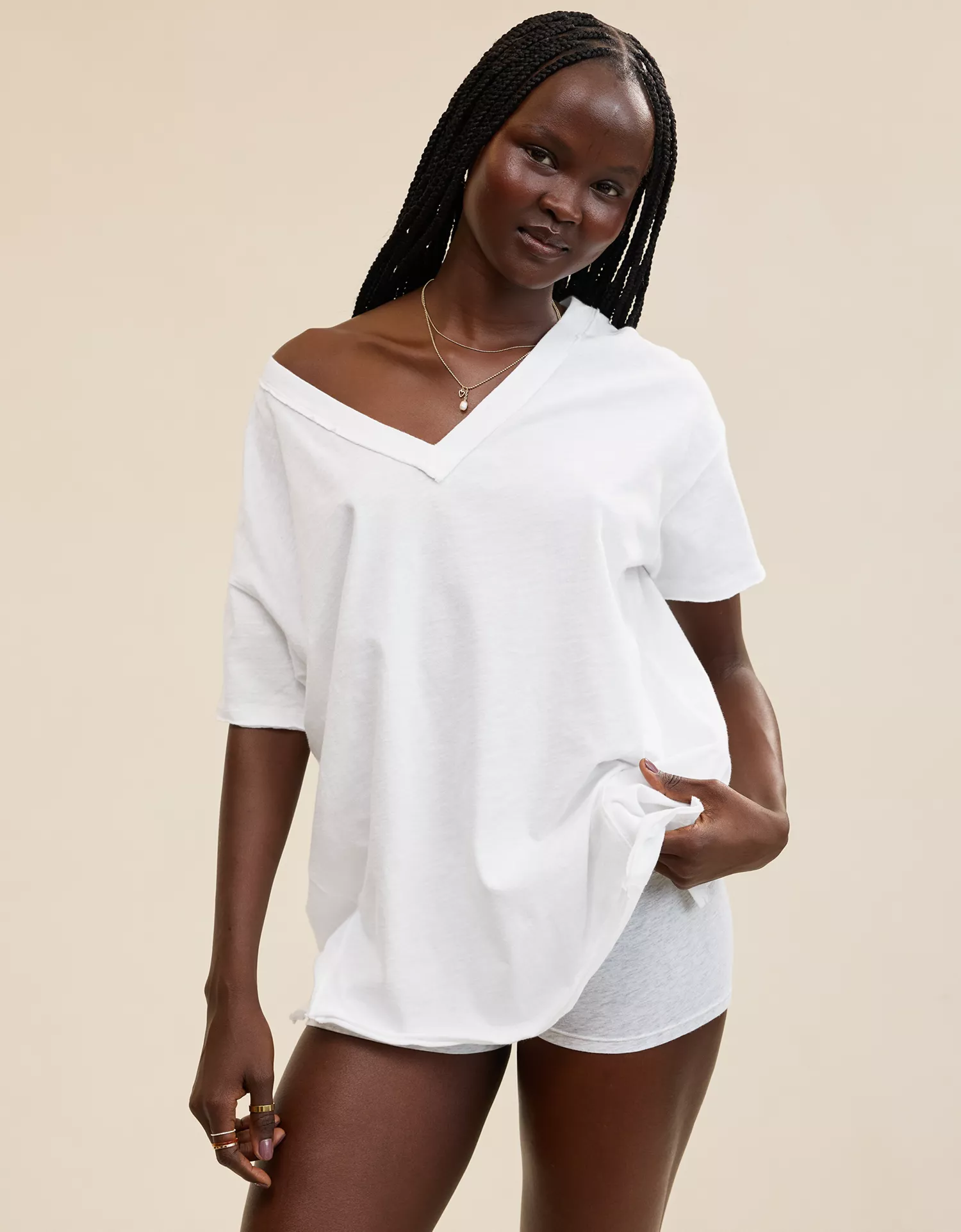 Aerie Oversized V-Neck Boyfriend T-Shirt - thumbnail 9