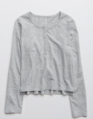 Download Aerie Long Sleeve Cropped Henley T-Shirt