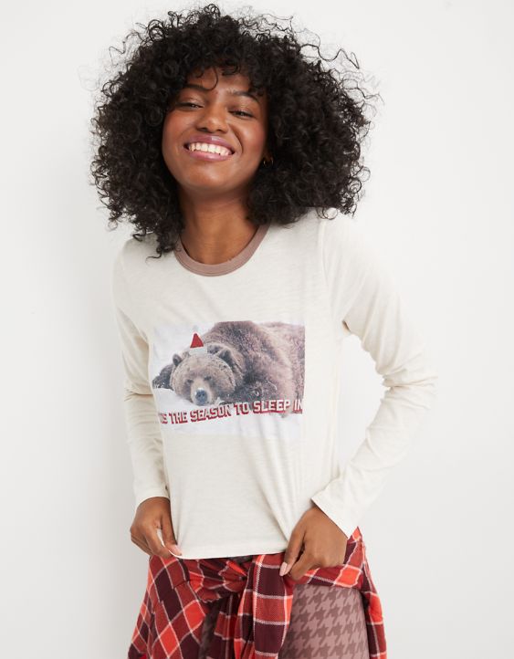 Aerie Graphic Long Sleeve Cropped T-Shirt