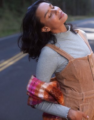 Aerie Long Sleeve Cropped Mock Neck T-Shirt