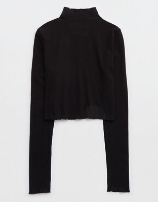 Aerie Long Sleeve Cropped Mock Neck T-Shirt