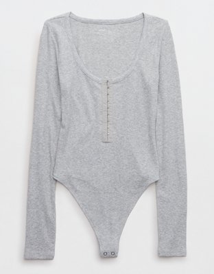 Aerie Long Sleeve Hook & Eye Bodysuit