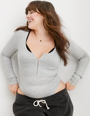 Aerie Long Sleeve Hook & Eye Bodysuit