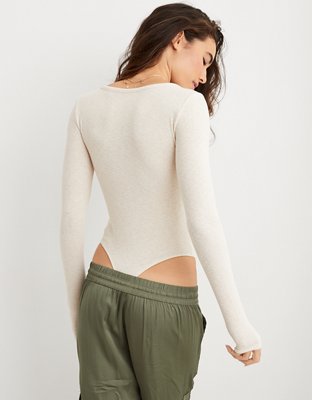 Aerie Long Sleeve Hook & Eye Bodysuit
