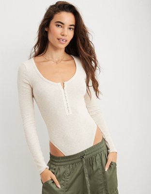 Aerie Long Sleeve Hook & Eye Bodysuit