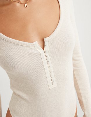 Aerie Long Sleeve Hook & Eye Bodysuit