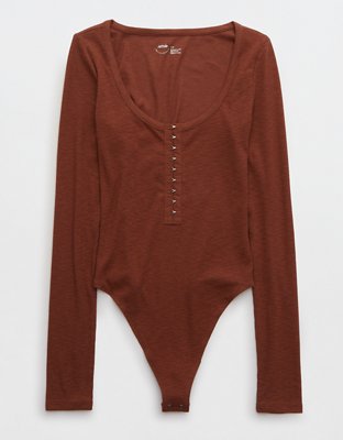 Aerie Long Sleeve Hook & Eye Bodysuit