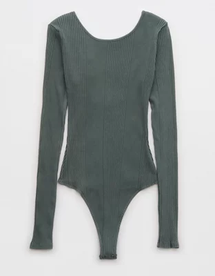 Aerie Long Sleeve Cross Back Bodysuit