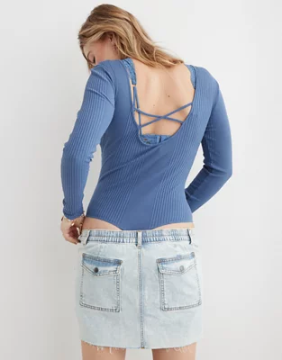 Aerie Long Sleeve Cross Back Bodysuit