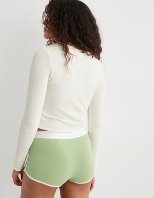 Aerie Long Sleeve Textured Cropped TShirt