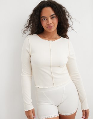 Aerie Long Sleeve Cropped Seam TShirt