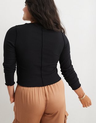 Aerie Long Sleeve Cropped Seam TShirt