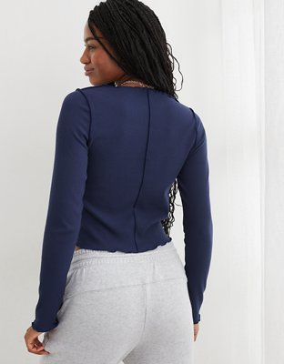 Aerie Long Sleeve Cropped Seam TShirt