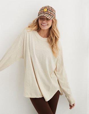 Aerie Long Sleeve Oversized Boyfriend T-Shirt