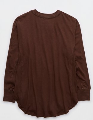 Aerie Long Sleeve Oversized Boyfriend T-Shirt