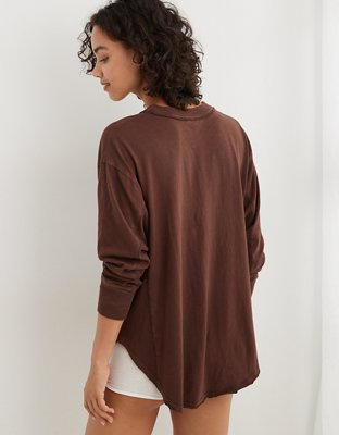 Aerie Long Sleeve Oversized Boyfriend T-Shirt