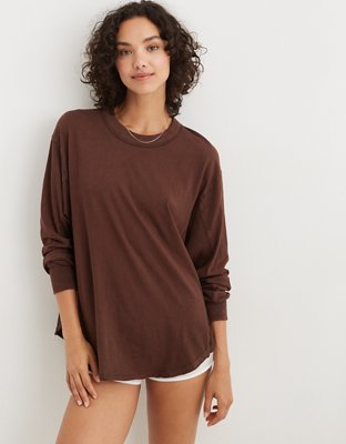 Aerie Long Sleeve Oversized Boyfriend TShirt
