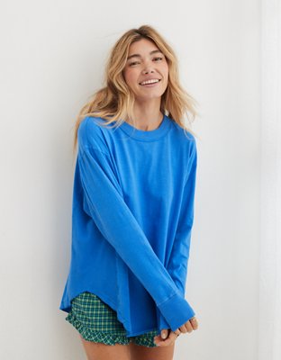 Aerie Long Sleeve Oversized Boyfriend T-Shirt