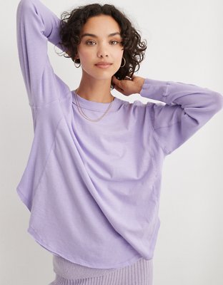 Aero Shirt Womens M Purple Seriously Soft Perfect Crew Long Sleeve Tee