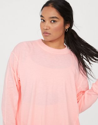 Aerie Long Sleeve Oversized Boyfriend T-Shirt