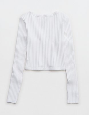 Aerie Cropped Ribbed Cardigan