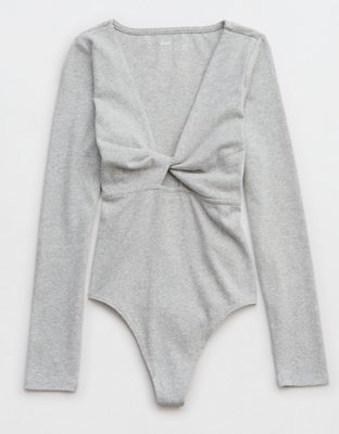 Aerie Long Sleeve Twist Front Bodysuit