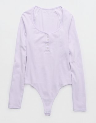Aerie Long Sleeve Henley Bodysuit
