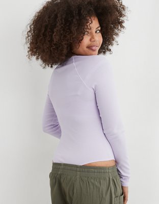 Aerie Long Sleeve Henley Bodysuit
