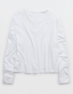 Aerie Long Sleeve Slouchy Oversized V-Neck T-Shirt