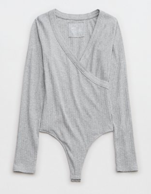 Aerie Long Sleeve Cross Front Bodysuit