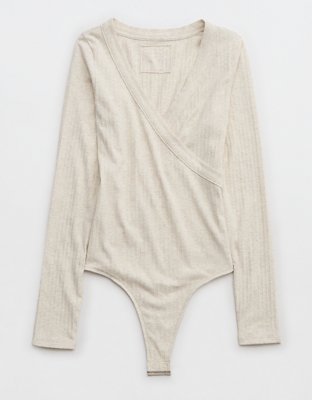 Aerie Long Sleeve Cross Front Bodysuit