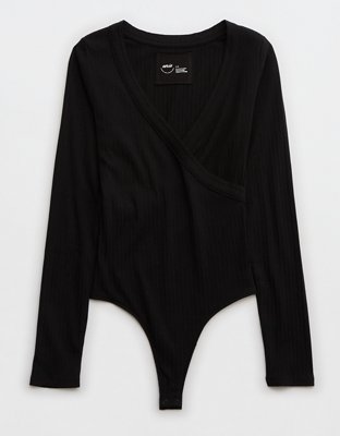 Aerie Long Sleeve Cross Front Bodysuit