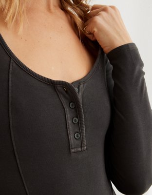 Aerie Long Sleeve Henley Bodysuit