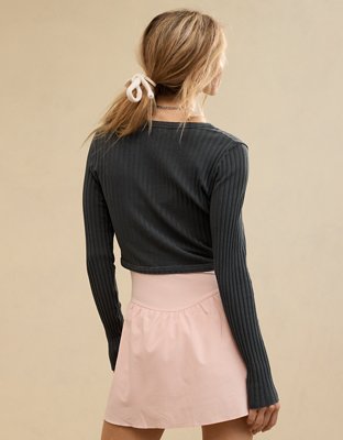 Aerie Cropped Ribbed Cardigan