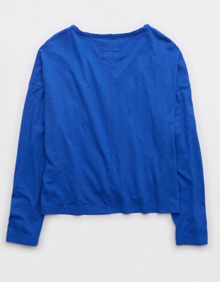 Aerie Long Sleeve Slouchy Oversized V-Neck T-Shirt