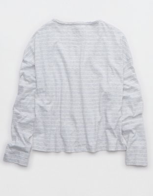 Aerie Long Sleeve Slouchy Oversized V-Neck T-Shirt