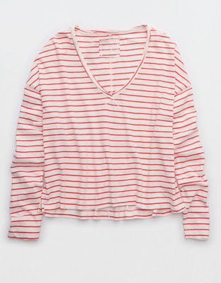 Женские футболки Aerie Long Sleeve Slouchy Oversized V-Neck T-Shirt — фото 3
