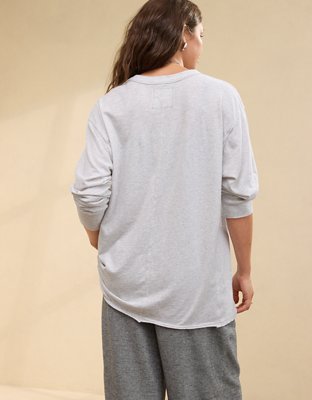 Aerie Cozy Long Sleeve Oversized Boyfriend T-Shirt