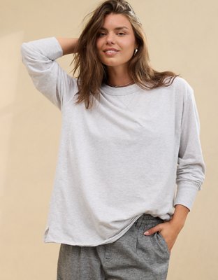 Aerie Cozy Long Sleeve Oversized Boyfriend T-Shirt