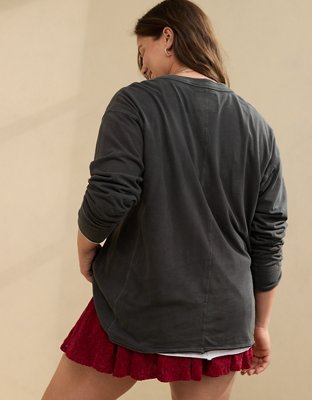 Aerie Cozy Long Sleeve Oversized Boyfriend T-Shirt