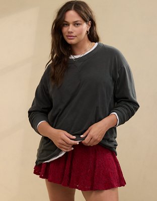 Aerie Cozy Long Sleeve Oversized Boyfriend T-Shirt