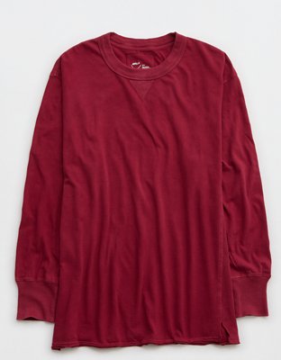 Aerie Cozy Long Sleeve Oversized Boyfriend T-Shirt