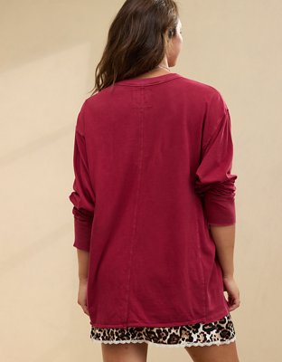 Aerie Cozy Long Sleeve Oversized Boyfriend T-Shirt