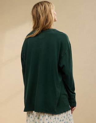 Aerie Cozy Long Sleeve Oversized Boyfriend T-Shirt