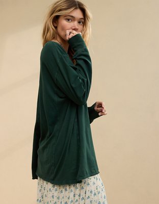 Aerie Cozy Long Sleeve Oversized Boyfriend T-Shirt