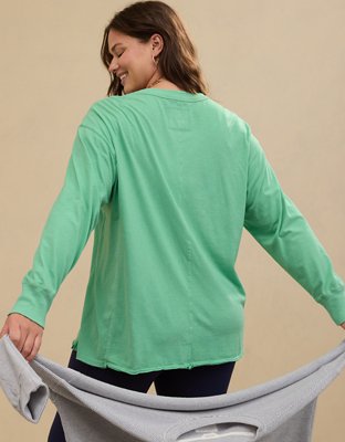 Aerie Cozy Long Sleeve Oversized Boyfriend T-Shirt