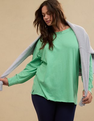 Aerie Cozy Long Sleeve Oversized Boyfriend T-Shirt