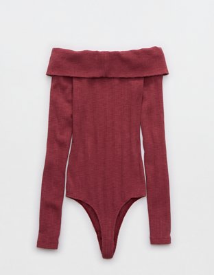 Aerie Long Sleeve Off The Shoulder Bodysuit