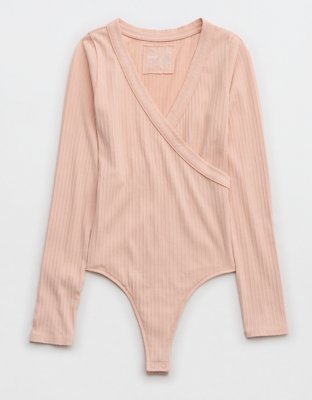 Aerie Long Sleeve Cross Front Bodysuit